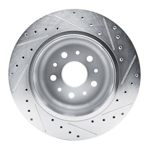 Jeep Wrangler Brake Rotor (1) - Rear Left - R1 Concepts - Drilled & Slotted - Silver - `20-`25